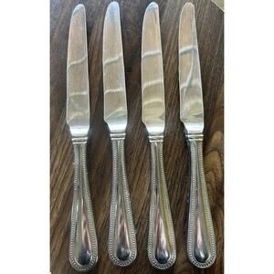 Wallace Continental Bead Flatware Set of 4 Dinner Knives Stainless Steel